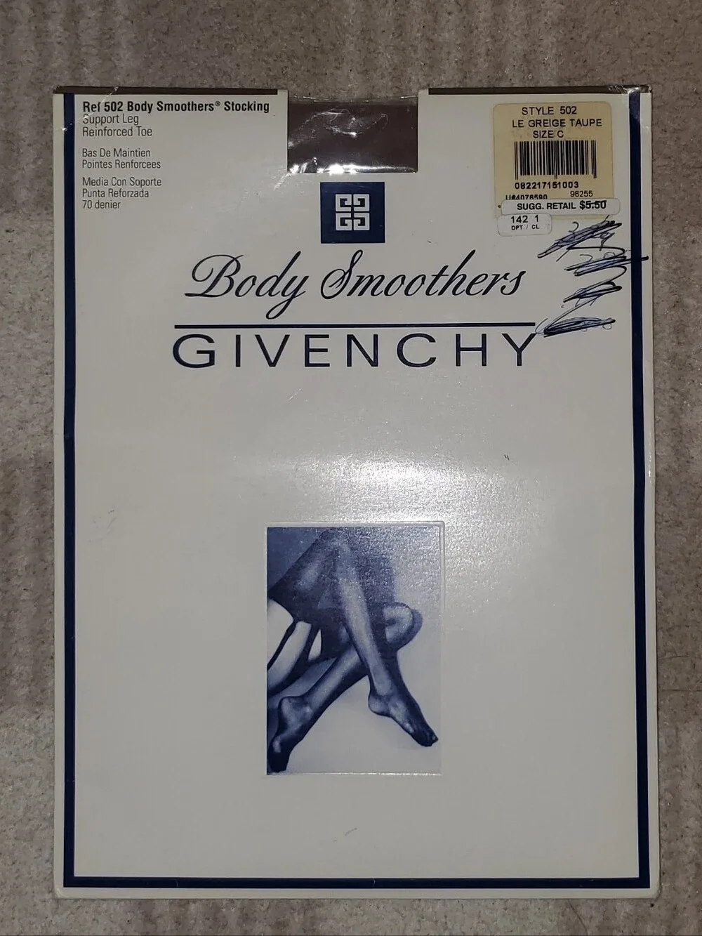 NIB Vintage Givenchy Body Smoothers Le Greige Taupe Opaque Stockings - Size C
